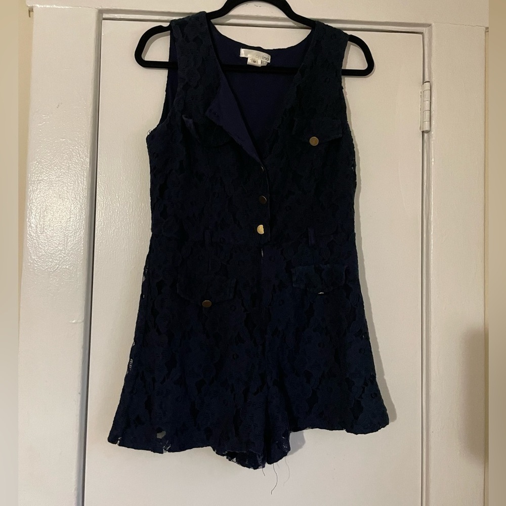 Navy blue‎ lace romper shorts size Medium
